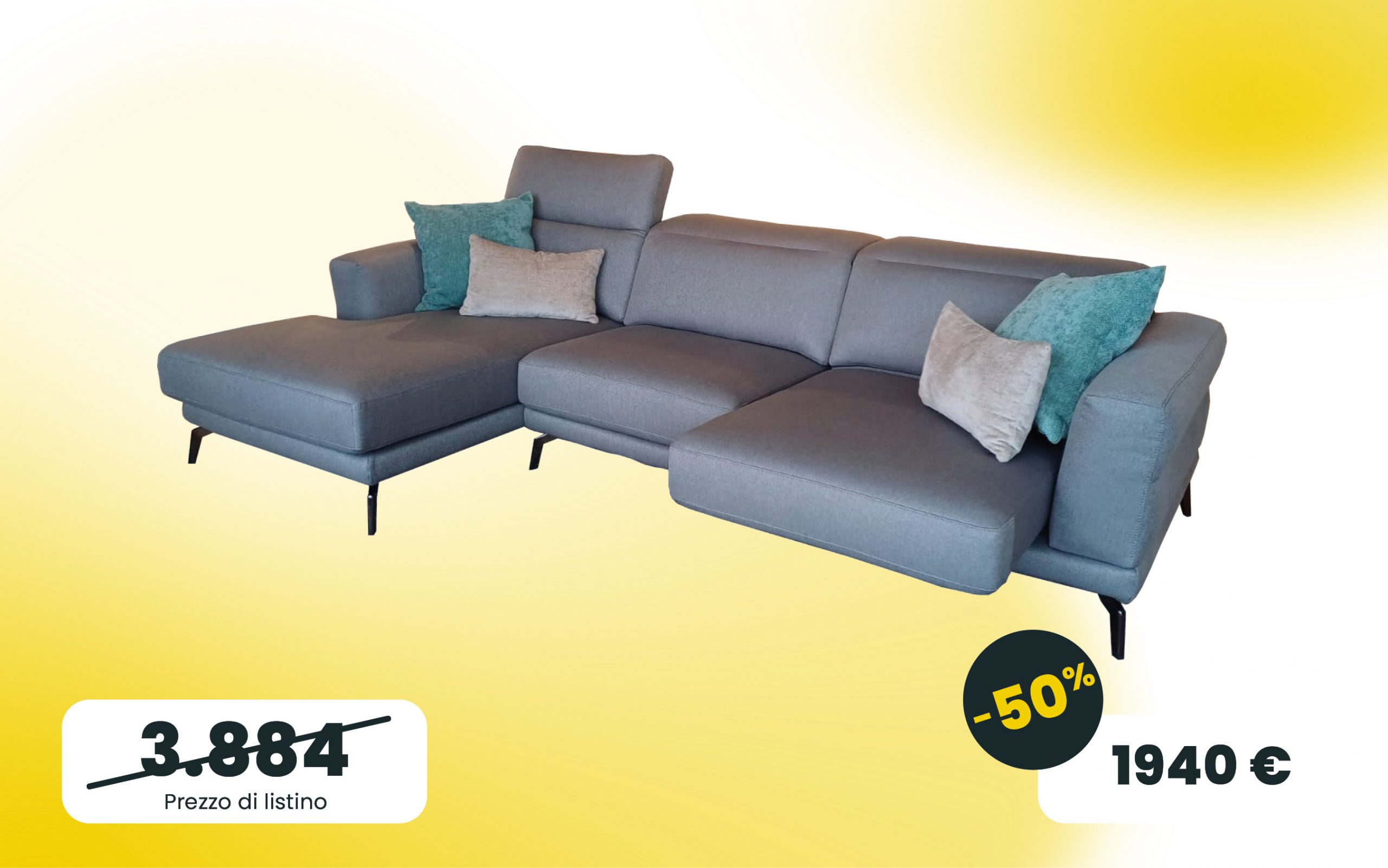 Divano Lambert LeComfort con chaise longue e tessuto Grigio